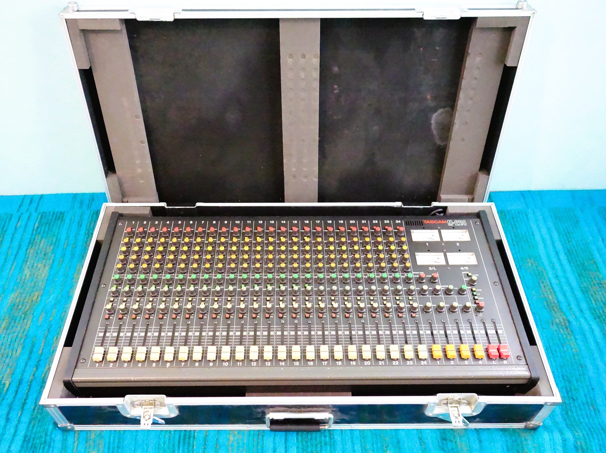 Tascam M-224 24 Channel Analog Stereo Mixer w/ Flight Case - Serviced - J050