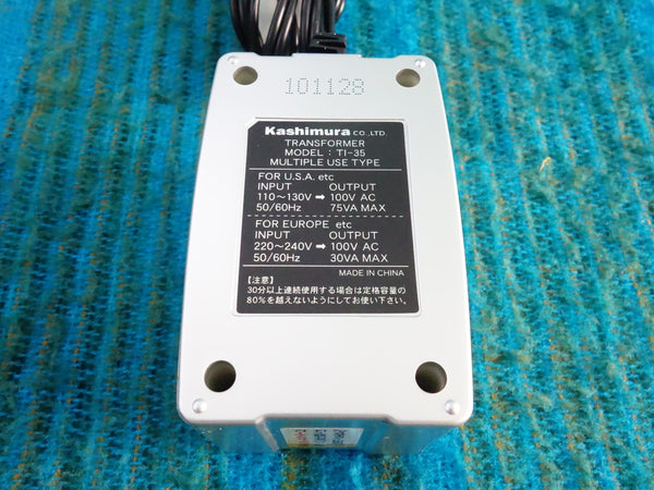 Kashimura TI-35 Step Down Transformer 110-240V to 100V 75w/30w max - K064
